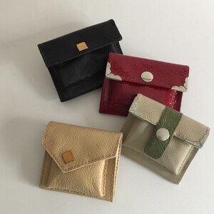 Mini carteras de cuero hechas a mano, carteras de monedas de cuero, carteras de tarjetas,