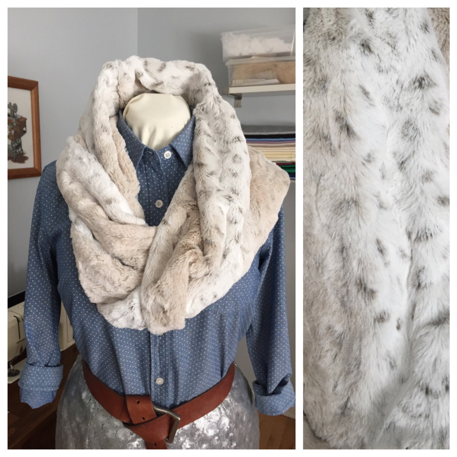 Ann Taylor Mama's Animal Print Faux Fur Scarf 🧣