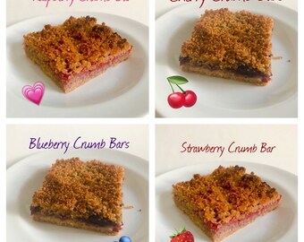 Keto Raspberry, Cherry, Blueberry, Strawberry Crumb Bars, Gluten Free