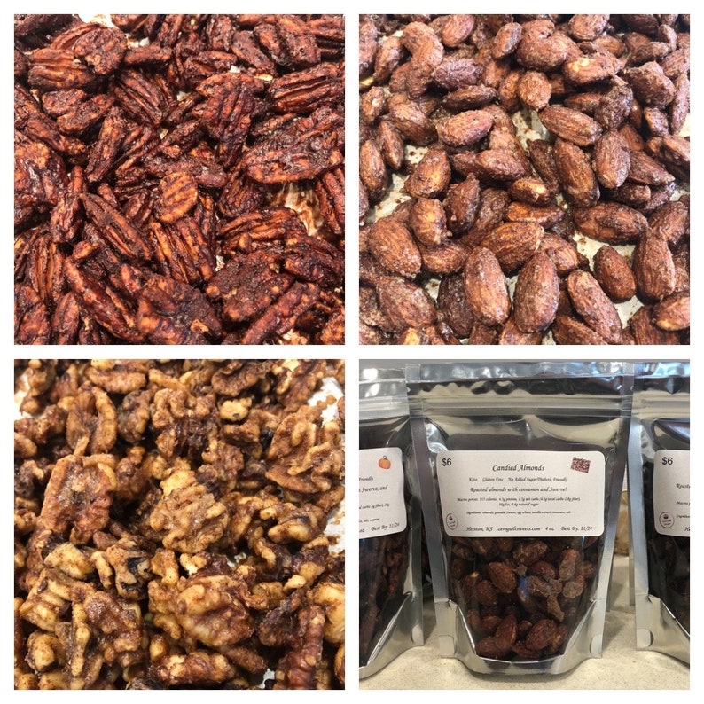 4 FLAVORS Almonds, Pecans, or Walnuts...Keto Candied, Keto Pumpkin Spiced, Keto Spiced, Keto Chocolate image 1