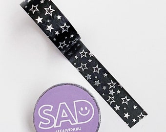 Black SAD Stars Washi Tape | Planner Stickers | Memory Keeping