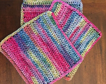 Crochet Cotton Dish Cloths - Set of 3