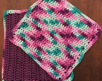 Crochet Cotton Dish Cloths - Set of 2