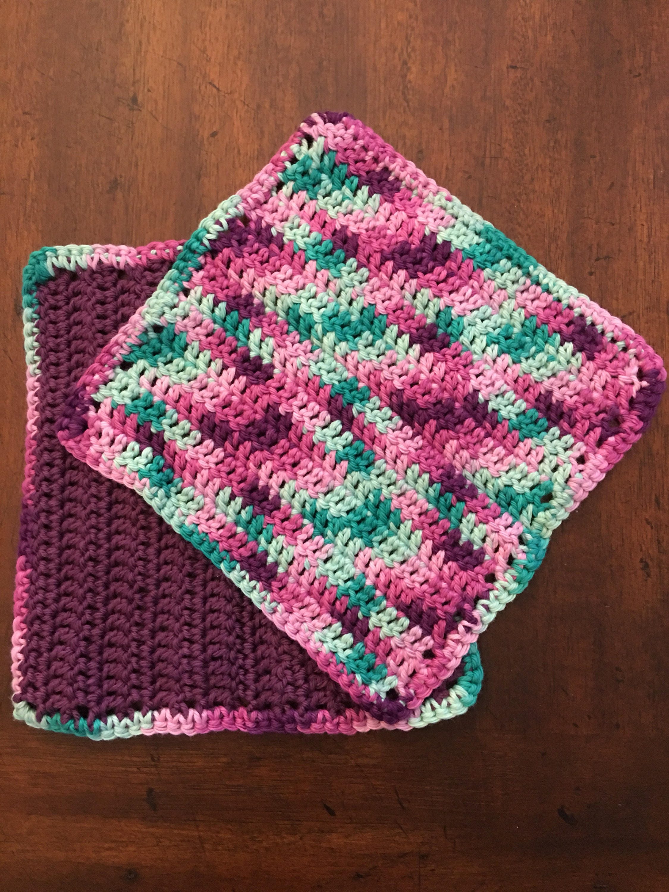 Set of 2 Variegated Crochet Washcloth Set Set of 2 Variegated Crochet Washcloth Set
