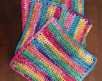 Crochet Cotton Dish Cloths - Set of 3