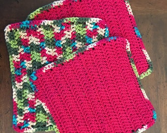 Crochet Cotton Dish Cloths - Set of 3