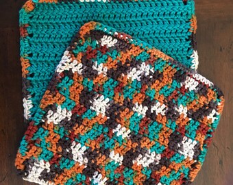 Crochet Cotton Dish Cloths - Set of 2