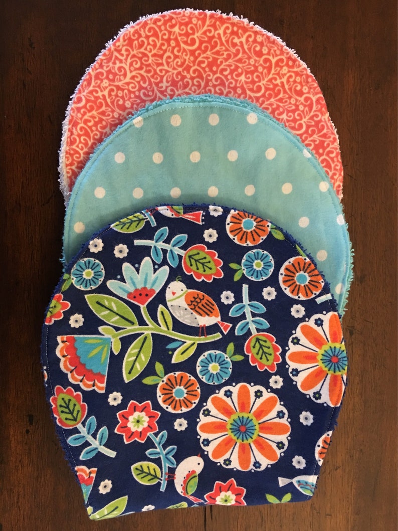 Navy Aqua Coral Girl Flannel Burp Cloths