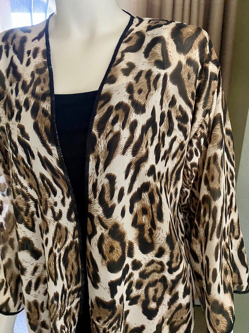Leopard Print Sheer Chiffon Kimono Cardigan | Etsy