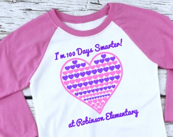 Girls 100 Days Shirt, 100 Days of School Shirt, Girls 100 Days Smarter Shirt, 100 Days of School Raglan, Kids 100 Days of School Shirt