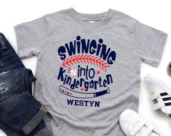 Swinging into Kindergarten, Boys Kindergarten Shirt, Boys Back to School Shirt, Boys First Day of School Shirt, First Day of Kindergarten