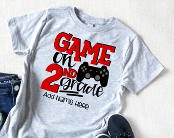 Game On 2nd Grade, Boys 2nd Grade Shirt, 2nd Grade Shirt, Boys Back to School, First Day 2nd Grade, Boys First Day Shirt, Second Grade Shirt