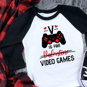 V is for Video Games, Video Game Valentine Shirt, Boys Valentine Shirt, Boys Valentines Day Shirt, Boys Valentine Day TShirt, Kids Valentine