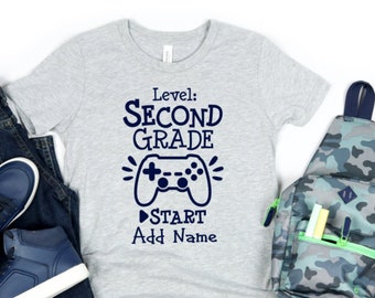 Level Second Grade, Boys Second Grade Shirt, Second Grade Shirt, Boys Back to School, Boys First Day School Shirt, Video Game Shirt, Gamer