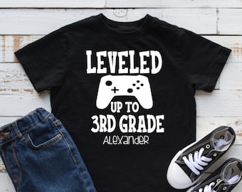 Leveled Up to Third Grade, Boys Third Grade Shirt, Third Grade Shirt, Boys Back to School, Boys First Day School Shirt, Boy Video Game Shirt