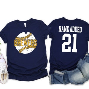 Camiseta de béisbol personalizada de los Brewers - Añade el nombre de cualquier equipo - Béisbol personalizado - Nombre y número de equipo personalizados