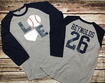 Love Baseball Shirt,  Baseball Mom Shirts, Baseball Family Shirt, Baseball Mom Shirt, Baseball Number Shirt, Personalized Baseball Mom Shirt