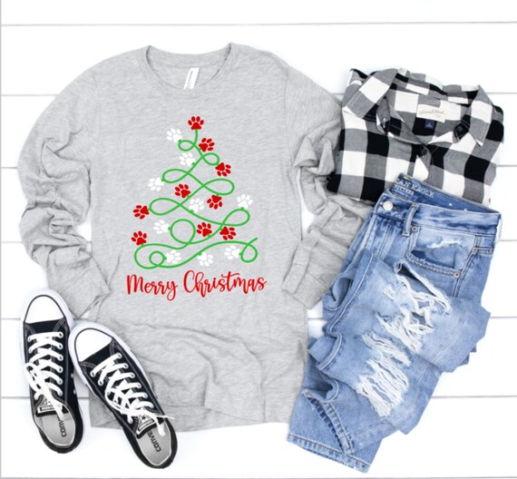 PawPrint Christmas Shirt, Dog Mom Christmas Shirt, Dog Lovers Christmas Shirt, Gift for Dog Lovers, Merry Christmas Shirt, Dog Mom Holiday
