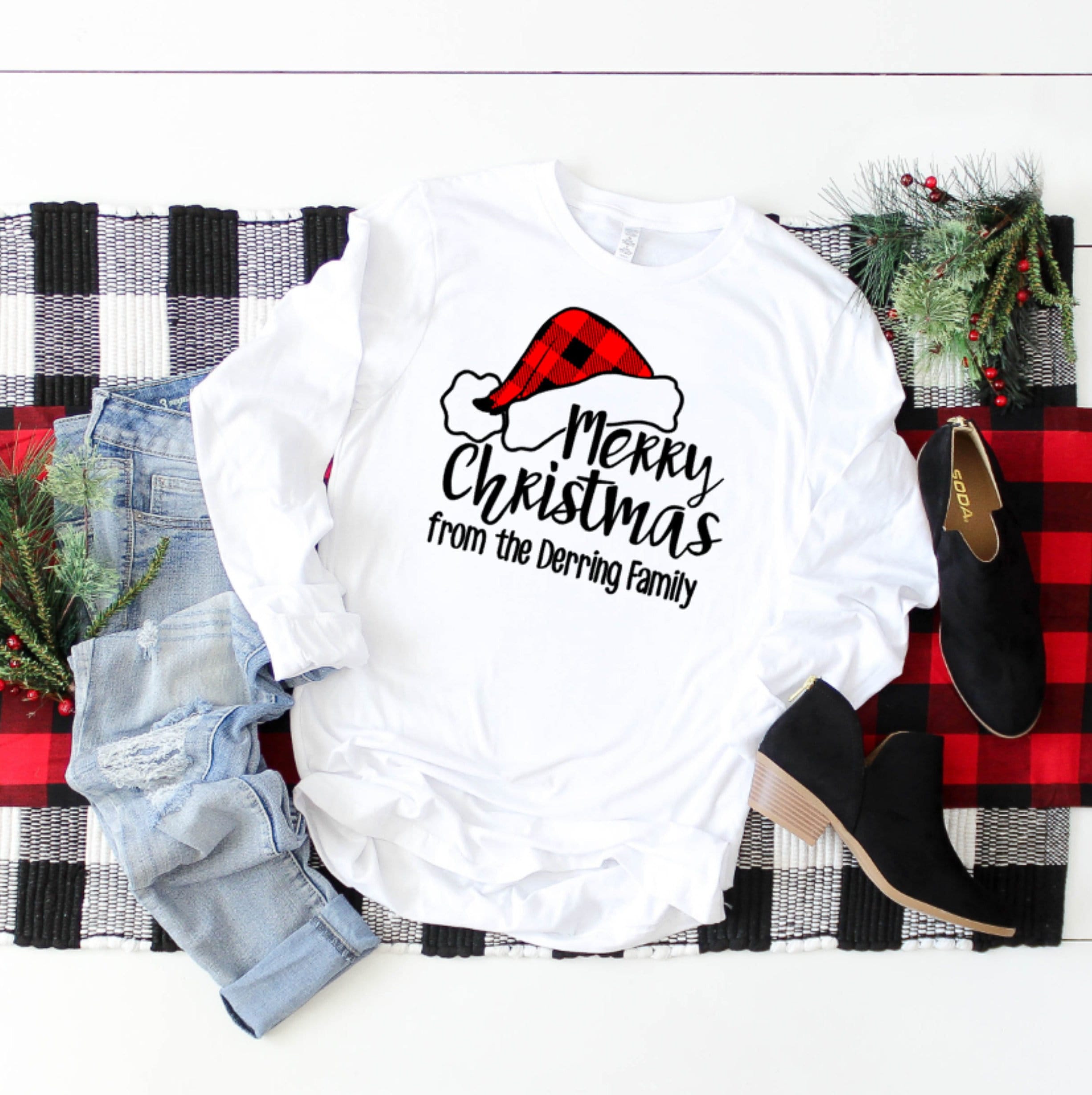 T&Twenties Women's 'You Serious Clark' Christmas Shirt - Buffalo Plaid, 3/4 Sleeve, Casual Holiday Tee - View #12