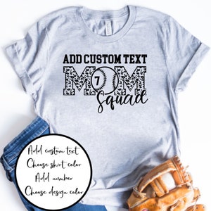 Baseball Mom, Baseball Mom Squad, Baseball Mom Shirts, Baseball Number Shirt, Custom Baseball Mom Shirt, Baseball Mom Tee, Baseball Gifts