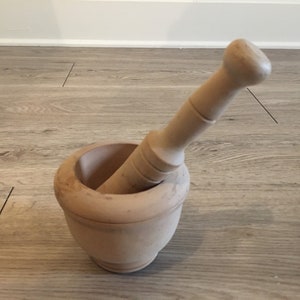 Vintage French Wood Mortar and Pestle