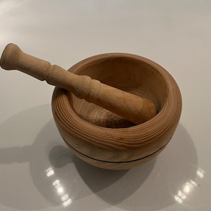 Vintage French Wood Mortar And Pestle