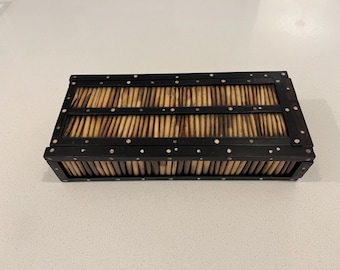 Ebonised porcupine quill wooden box