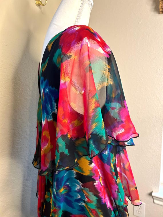 Floral 90s Ann Hobbs for Cativa Tiered Ruffle Fli… - image 3