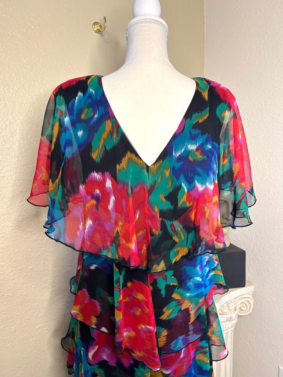 Floral 90s Ann Hobbs for Cativa Tiered Ruffle Fli… - image 4