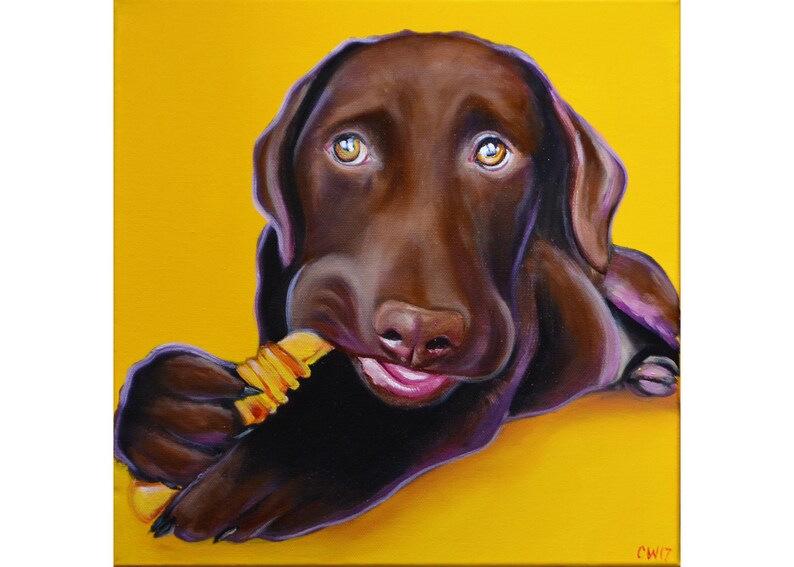 Chocolate Lab Fine Art Giclee Print Oil Painting Dog Image 0