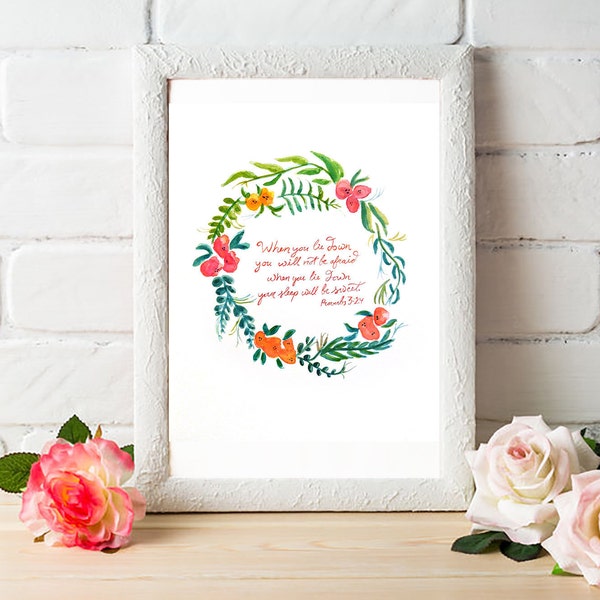 Proverbs 3:24 Lullaby - Fine Art Giclee Print [nursery, baby girl, orange and pink, watercolor]