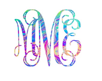Lilly pulitzer monogram decal for cups, tumblers, laptops, tablets, phones, and yeti tumbler, Personalized Decal, Monogram Decal for Laptop