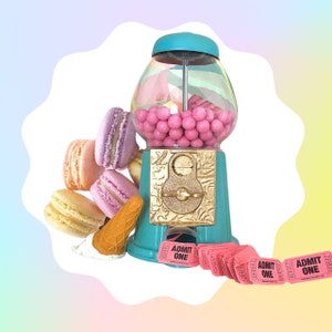 Gumball machine, bubblegum blue &  candy pink Gumball machine, bubblegum machine, Functional Metal saving machine takes 20p 5p 1p 1 euro