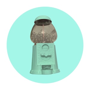 Gumball machine, Mint bubble tint, bubblegum machine, Functional Metal saving machine takes coins up to 22mm