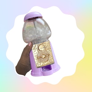 Lilac gumball machine, Gumball machine, bubblegum machine, Functional Metal saving machine takes coins up to 22mm, TBR, gold.