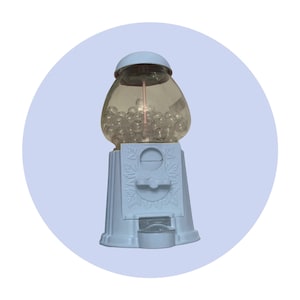 Gumball machine, Periwinkle bubble tint, bubblegum machine, Functional Metal saving machine takes coins up to 22mm