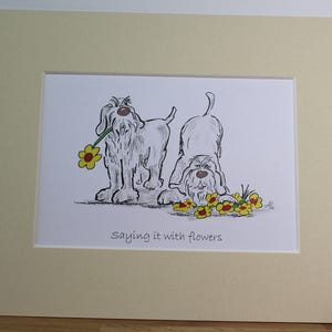 Mounted Print, Saying it with Flowers, cartoon illustration