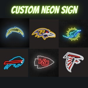 Custom NFL Neon Sign, College Football Neon Sign, Team Neon Sign, Man Cave neon sign, Football Neon Sign