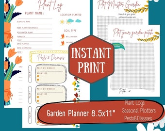 Complete Instant Download Garden Planner - Flower Garden Planner - Garden Journal - Full Sheet garden planner - pollinator - garden - flower