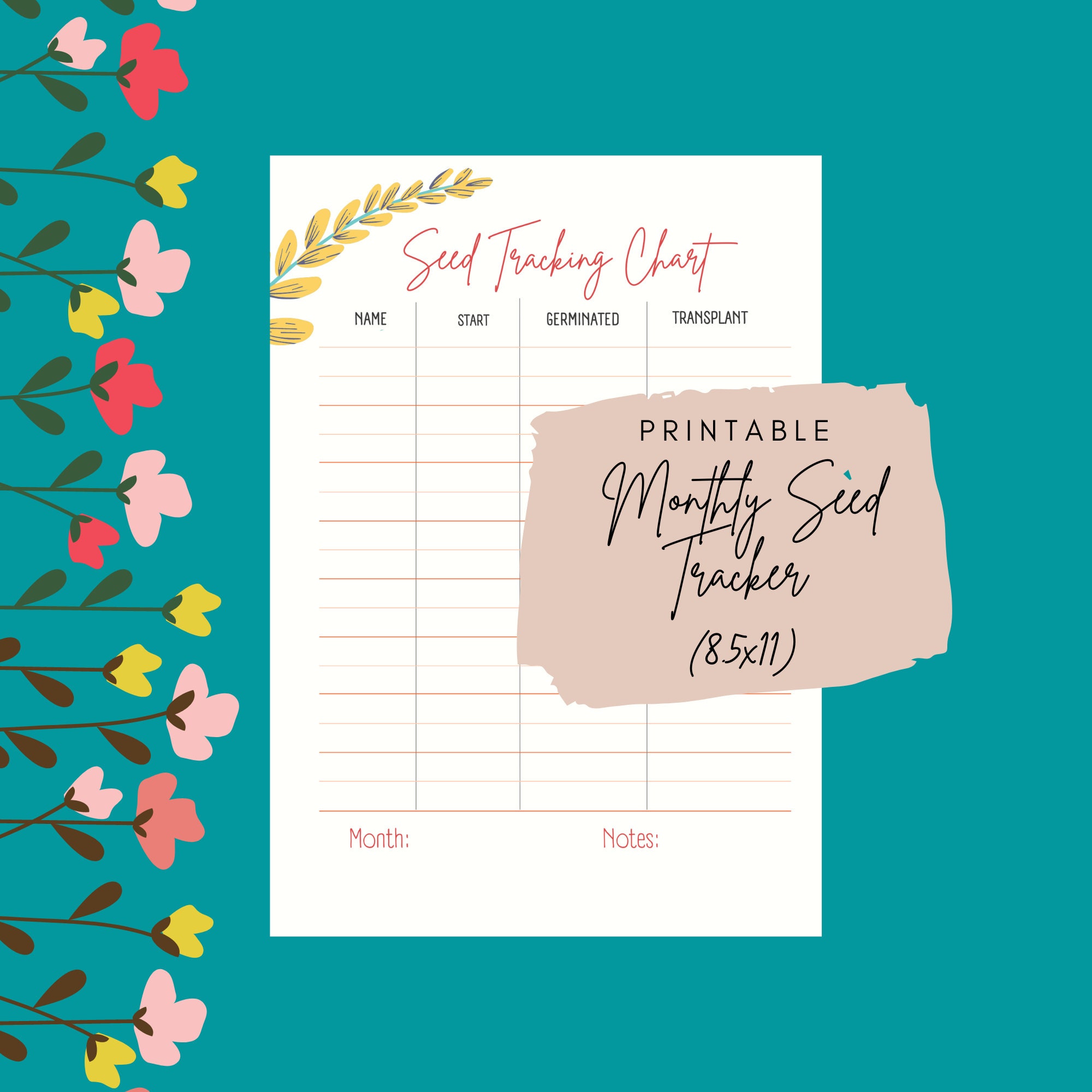 Printable Seed Starting Chart – Garden Planner Tracker PDF, Planting ...