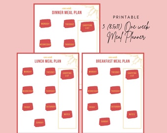 Meal Planner, Weekly Meal Planner, Breakfast, Lunch, Dinner, Dessert ...