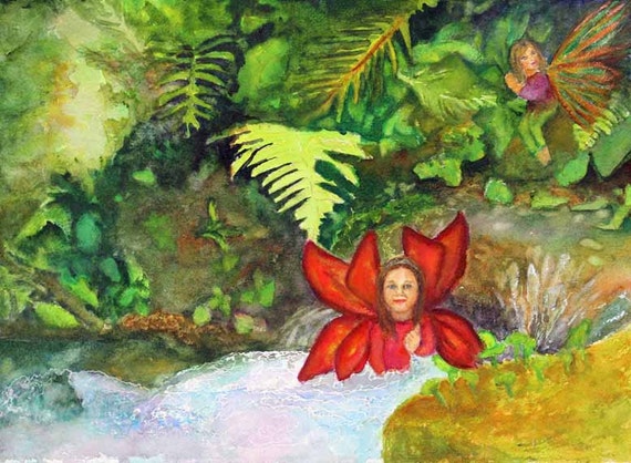 Fairy Fantasy Painting Watercolor Painting Art Landscape Etsy