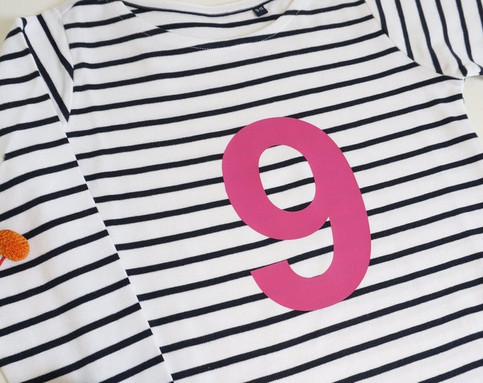 Birthday shirt - girl boy, birthday t-shirt, personalized shirt, t-shirt with name, long-sleeved shirt striped, 1 2 3 4 5 6 7 8 9 10