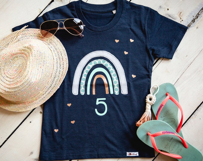 Birthday shirt rainbow, glitter shirt, birthday girl, T-shirt number & name, shirt birthday, personalized gift girl,