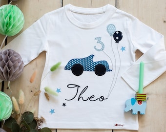 Birthday shirt car - shirt personalized, birthday t-shirt boy, t-shirt with name, gift idea boys, children's birthday present