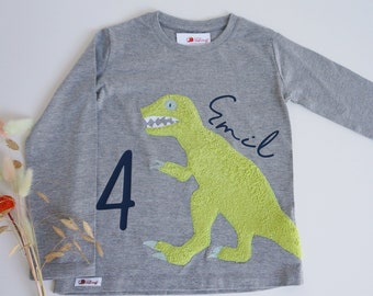 Birthday shirt Dino, birthday shirt, t-shirt dinosaur, children's shirt boys, t-shirt name & number personalized, terrycloth application