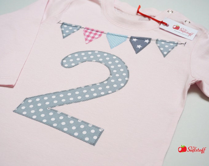 Birthday shirt girl, shirt birthday personalized, T-shirt with pennant chain