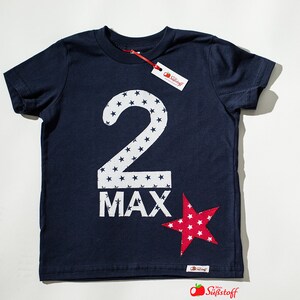 Geburtstagsshirt Mädchen Junge, T-Shirt personalisiert, Shirt Geburtstag, Zahl & Namen, Applikation Stern, Geburtstag 1 2 3 4 5 6 7 8 9 10 Bild 7