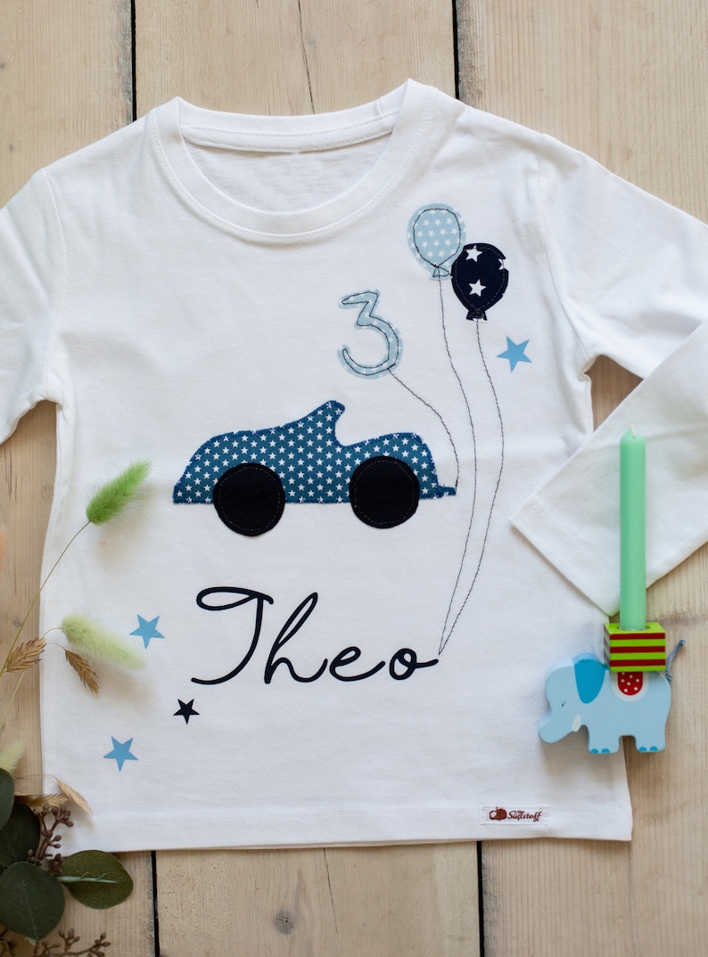 Geburtstagsshirt Auto Shirt personalisiert, Geburtstag T-Shirt Junge, T-Shirt mit Namen, Geschenkidee Jungs, Kindergeburtstag Mitbringsel Bild 4