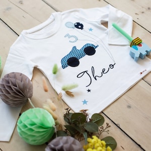 Geburtstagsshirt Auto Shirt personalisiert, Geburtstag T-Shirt Junge, T-Shirt mit Namen, Geschenkidee Jungs, Kindergeburtstag Mitbringsel Bild 2